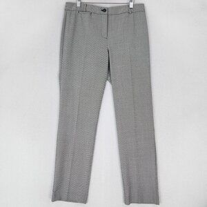 Talbots Pants Womens 10 Black White Printed Wool Blend Straight Leg Trousers
